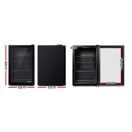 Devanti 70L Bar Fridge Glass Door w/Light Black - RnR Galore