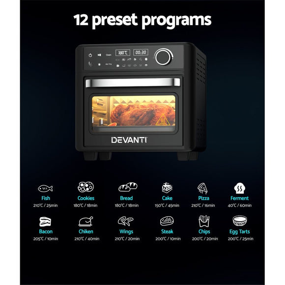 Devanti Air Fryer 15L LCD Fryers Oven - RnR Galore