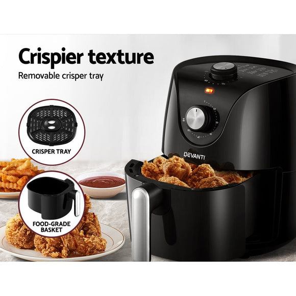 Devanti Air Fryer 2.5L Knob Fryers - RnR Galore