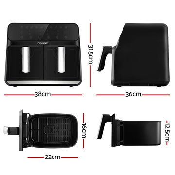 Devanti Air Fryer 8L Dual Zone Fryers - RnR Galore