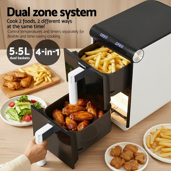 Devanti Air Fryer Oven 11L Dual Zone Fryers - RnR Galore