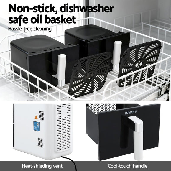 Devanti Air Fryer Oven 11L Dual Zone Fryers - RnR Galore