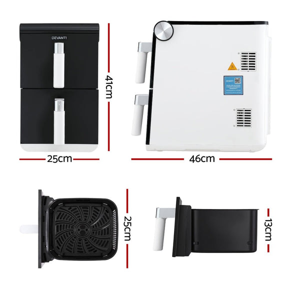 Devanti Air Fryer Oven 11L Dual Zone Fryers - RnR Galore