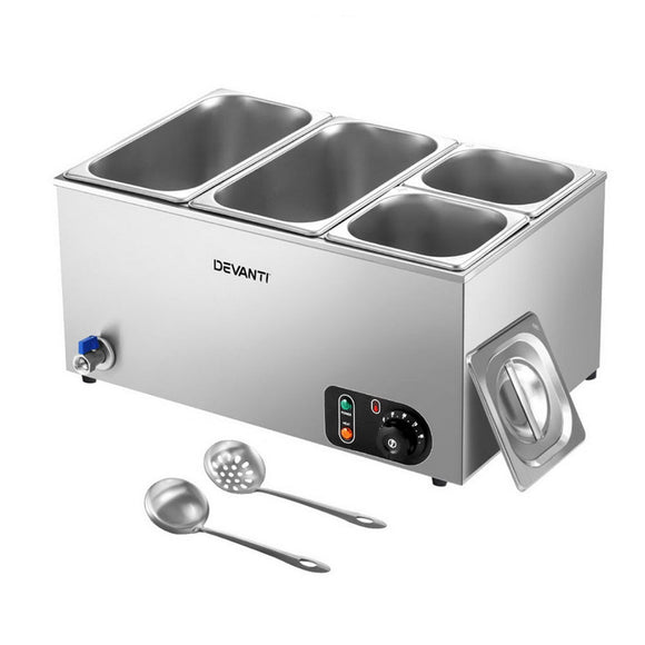 Devanti Commercial Food Warmer Bain Marie 4 Electric Buffet Pans - RnR Galore
