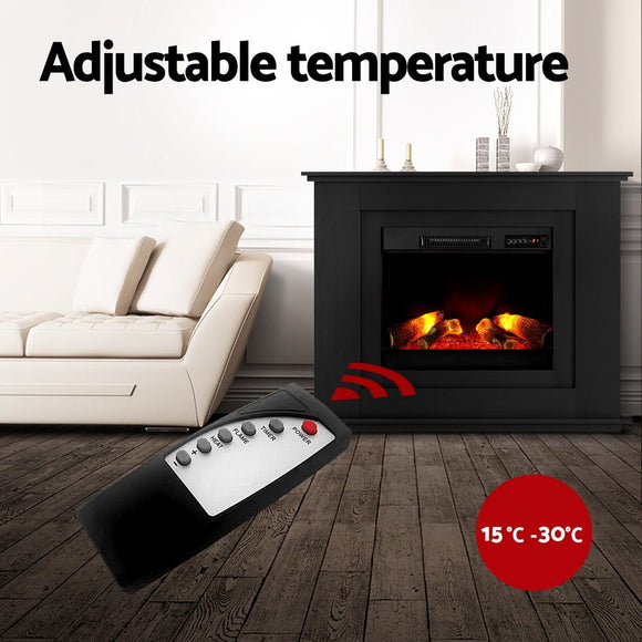 Devanti Electric Fireplace Fire Heater 2000W Black - RnR Galore