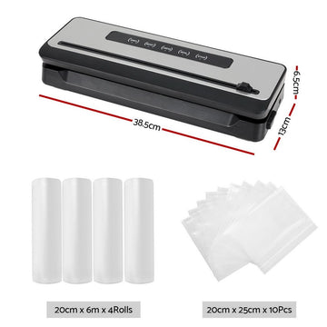 Devanti Food Vacuum Sealer Machine Sealing Cutter 5 Modes Storage Bags 4 Rolls - RnR Galore