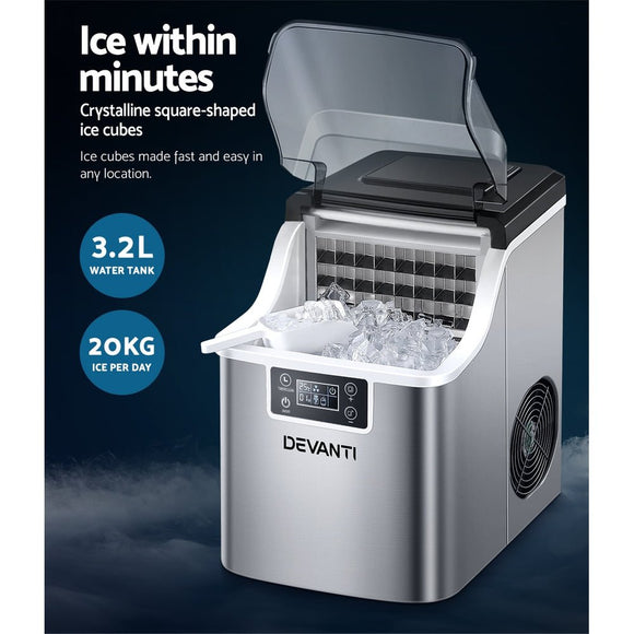 Devanti Ice Maker Machine Commercial Portable Ice Cube Tray Countertop 3.2L - RnR Galore