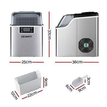 Devanti Ice Maker Machine Commercial Portable Ice Cube Tray Countertop 3.2L - RnR Galore