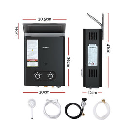 Devanti Portable Gas Water Heater LPG - powered System Black - RnR Galore