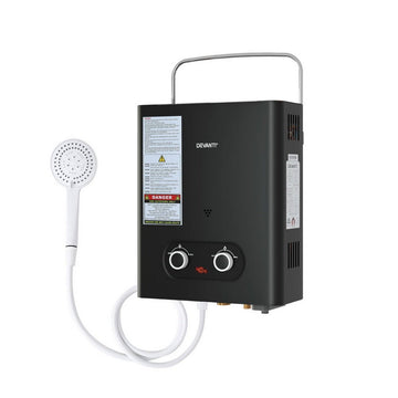 Devanti Portable Gas Water Heater LPG - powered System Black - RnR Galore