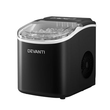 Devanti Portable Ice Maker Machine Ice Cube Tray 12kg Bar Countertop Black - RnR Galore