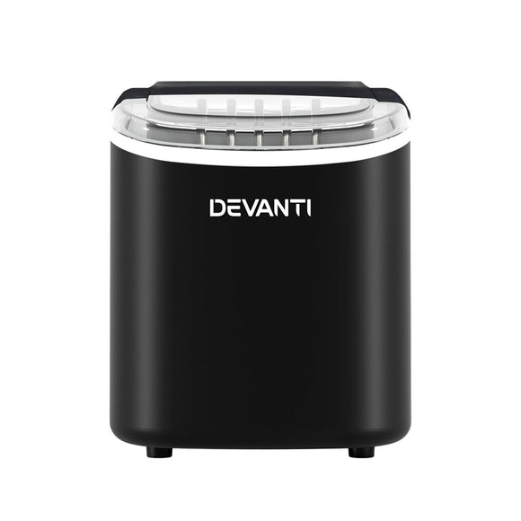 Devanti Portable Ice Maker Machine Ice Cube Tray 12kg Bar Countertop Black - RnR Galore