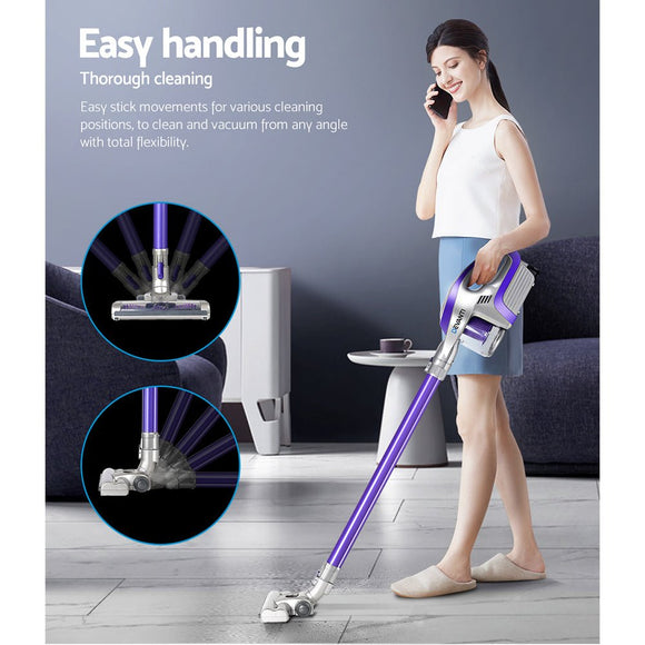 Devanti Stick Vacuum Cleaner Roller Brush Cordless 150W Purple - RnR Galore