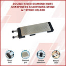 Double - Sided Diamond Knife Sharpeners Sharpening Stone W/ Stone Holder - RnR Galore