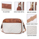 Double Zipper Black White Brown Chic Quilted Crossbody Bag - Vintage PU Leather Shoulder Purse with Adjustable Strap - RnR Galore