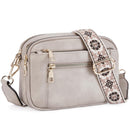 Double Zipper Grey Chic Quilted Crossbody Bag - Vintage PU Leather Shoulder Purse with Adjustable Strap - RnR Galore