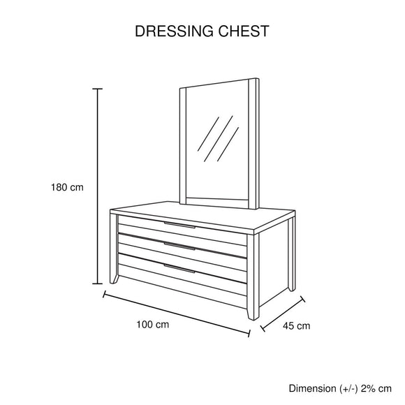 Dresser with 3 Storage Drawers in Natural Wood like MDF in Oak Colour with Mirror - RnR Galore