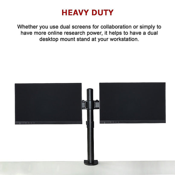 Dual LCD Monitor Desk Mount Stand Adjustable Fits 2 Screens Up To 27" - RnR Galore