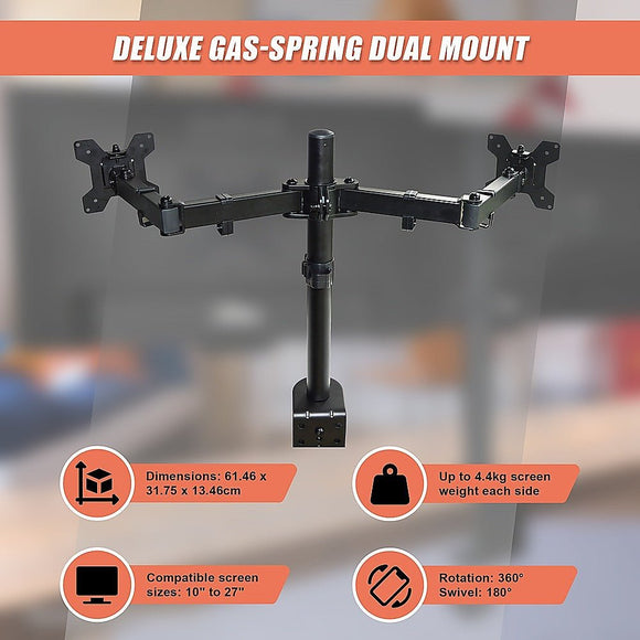 Dual LCD Monitor Desk Mount Stand Adjustable Fits 2 Screens Up To 27" - RnR Galore