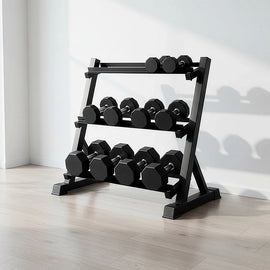 Dumbbell Rack Storage Stand Hex Weight Heavy Duty 3 Tier Wide Home Gym Fitness - RnR Galore