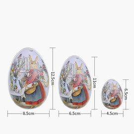 Easter Decorative Tin Egg Set of 3 Sizes with Vintage Rabbit Artwork for Home Display and Gift Giving(Style C) - RnR Galore