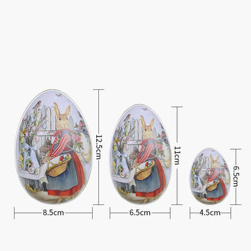 Easter Decorative Tin Egg Set of 3 Sizes with Vintage Rabbit Artwork for Home Display and Gift Giving(Style C) - RnR Galore