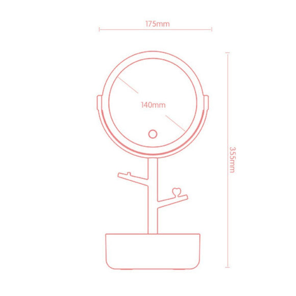 Ecoco Smart LED Light Cosmetic Makeup Mirror USB Touch Screen Home Desk Vanity 360° Pink - RnR Galore