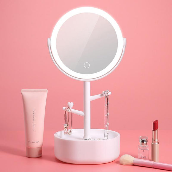 Ecoco Smart LED Light Cosmetic Makeup Mirror USB Touch Screen Home Desk Vanity 360° Pink - RnR Galore