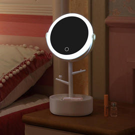 Ecoco Smart LED Light Cosmetic Makeup Mirror USB Touch Screen Home Desk Vanity 360° Pink - RnR Galore