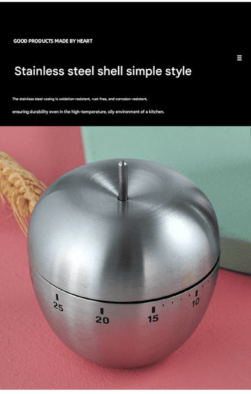 Egg Shape Stainless Steel Kitchen Timer Mechanical Cooking Timer - Wind - Up 60 Minute Countdown Timer - Loud Ring 72dB Baking Tool with Non - Slip Base - Battery - Free Analog Timer for Home Office - RnR Galore