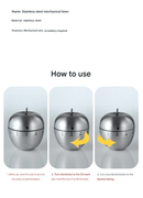 Egg Shape Stainless Steel Kitchen Timer Mechanical Cooking Timer - Wind - Up 60 Minute Countdown Timer - Loud Ring 72dB Baking Tool with Non - Slip Base - Battery - Free Analog Timer for Home Office - RnR Galore