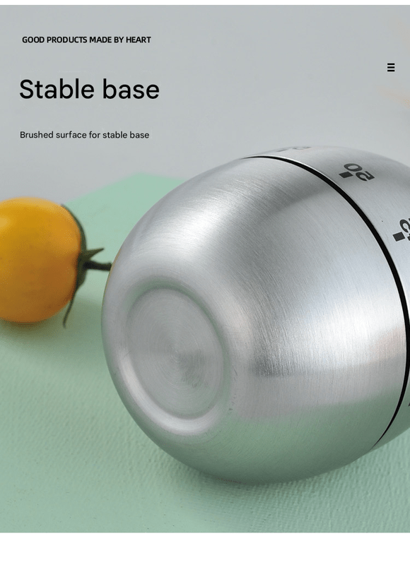 Egg Shape Stainless Steel Kitchen Timer Mechanical Cooking Timer - Wind - Up 60 Minute Countdown Timer - Loud Ring 72dB Baking Tool with Non - Slip Base - Battery - Free Analog Timer for Home Office - RnR Galore