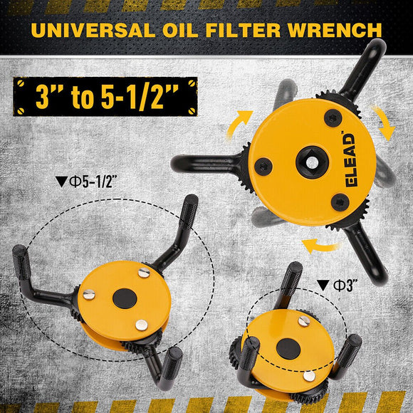 ELEAD 3" to 5 - 1/2" Oil Filter Wrench Set Oil Filter Removal Tool Automotive Use - RnR Galore