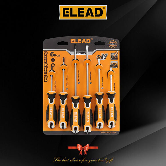 ELEAD 6Pcs Magnetic Screwdriver Set Phillips Slotted Non - Slip Handle Crv - RnR Galore