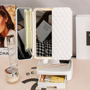 Elegant Tri - Fold Shell LED Vanity Mirror - Smart Makeup Gift with Storage & Illumination - RnR Galore