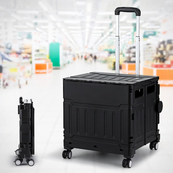 Emajin Shopping Trolley Cart 75L Foldable Black - RnR Galore