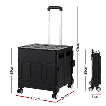 Emajin Shopping Trolley Cart 75L Foldable Black - RnR Galore