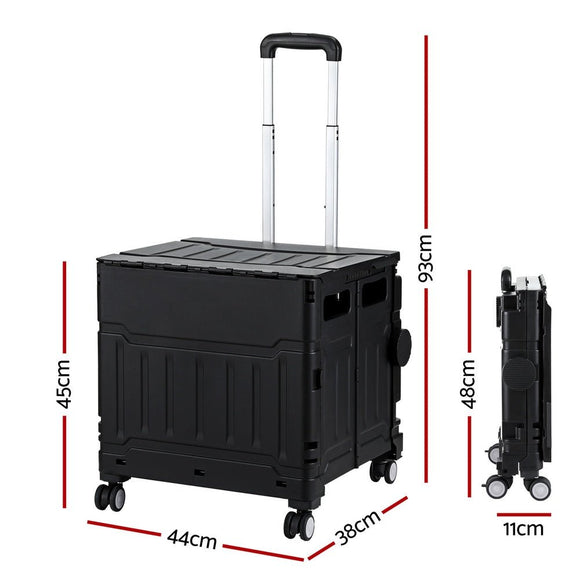 Emajin Shopping Trolley Cart 75L Foldable Black - RnR Galore