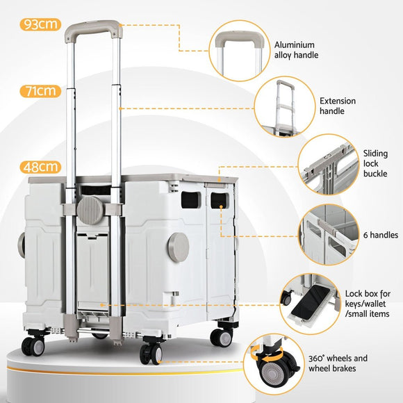 Emajin Shopping Trolley Cart 75L Foldable White - RnR Galore