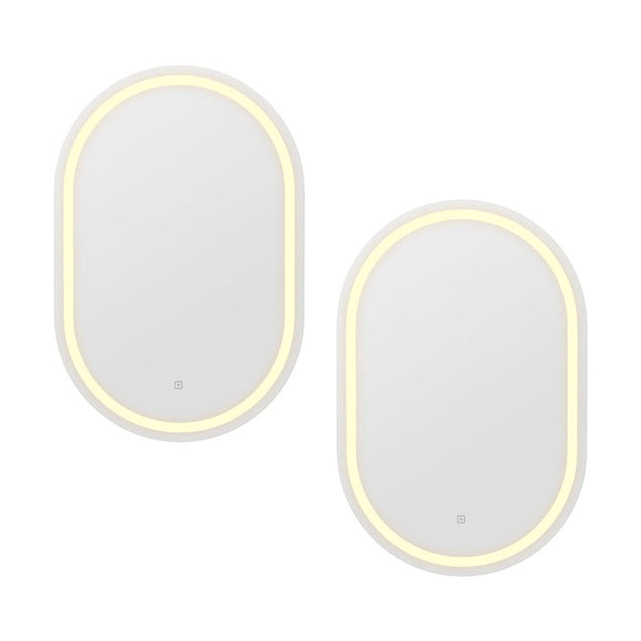 Embellir 2 LED Wall Mirror With Light 50X75CM Bathroom Decor Oval Mirrors Vanity - RnR Galore