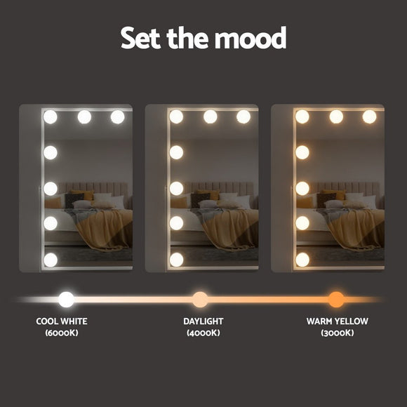 Embellir Bluetooth Makeup Mirror 30x40cm Hollywood Vanity with LED Light White - RnR Galore