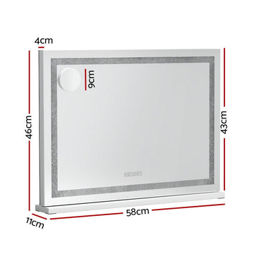 Embellir Bluetooth Makeup Mirror 58x46cm Hollywood Vanity with LED Light Crystal - RnR Galore
