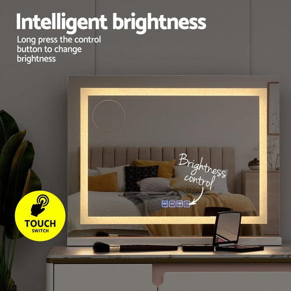 Embellir Bluetooth Makeup Mirror 58x46cm Hollywood Vanity with LED Light Crystal - RnR Galore