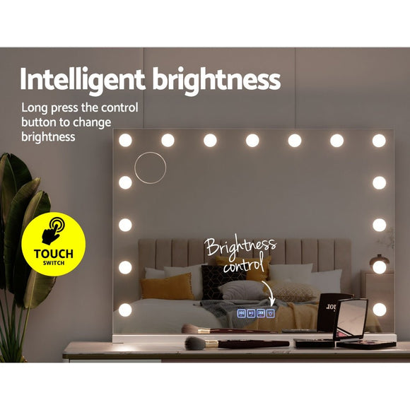 Embellir Bluetooth Makeup Mirror 80x58cm Hollywood Vanity with LED Light Wall - RnR Galore