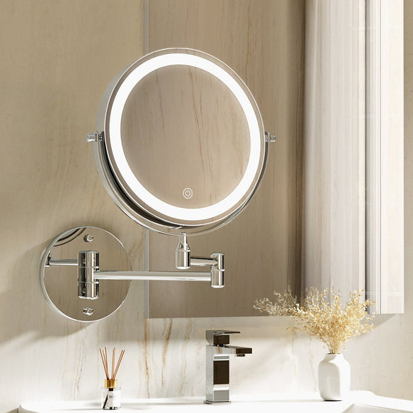 Embellir Extendable Makeup Mirror 10X Magnifying Double - Sided Bathroom Silver - RnR Galore