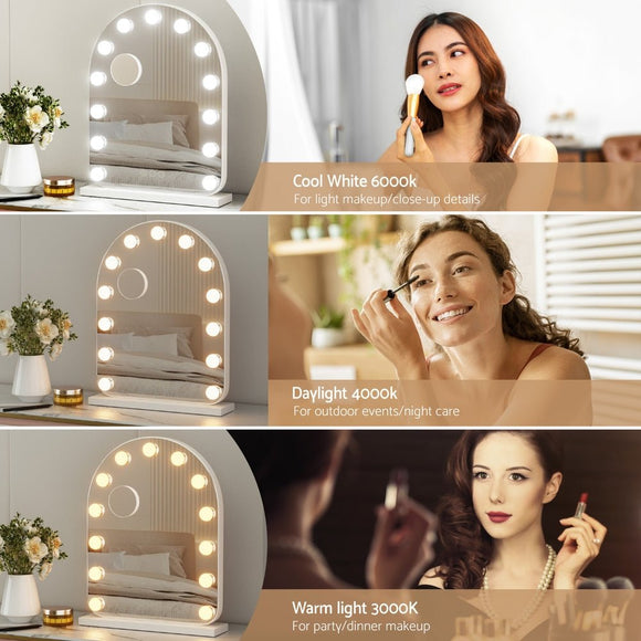 Embellir Makeup Mirror 40x50cm Dressing Vanity LED Bulb Light with 5x Magnification White Arch - RnR Galore