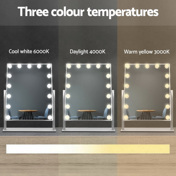 Embellir Makeup Mirror 40x50cm Hollywood Vanity with LED Light Rotation Tabletop - RnR Galore