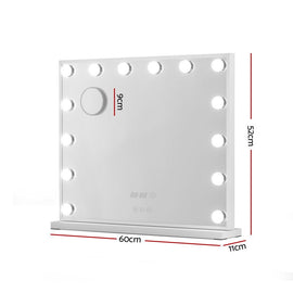 Embellir Makeup Mirror 60x52cm Hollywood Vanity with LED Light Tabletop White - RnR Galore