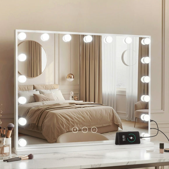 Embellir Makeup Mirror 80x58cm Hollywood Vanity with LED Light Tabletop Wall - RnR Galore