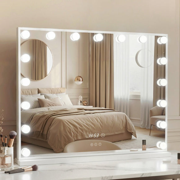 Embellir Makeup Mirror 80x60cm Hollywood Vanity with LED Light Tabletop White - RnR Galore